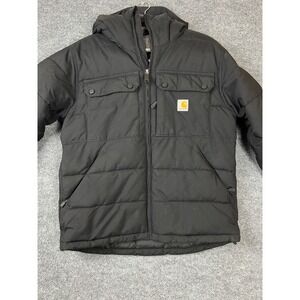 Carhartt‎ Jacket Mens Small Black Rain Defender Loose Fit Sherpa Lined Utility